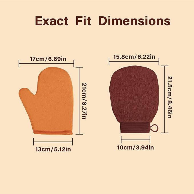 2 Pack Self Tanner Applicator Mitt Kit, With Exfoliating Gloves, Thick Waterproof Inner Layer Durable, Washable Reusable,Tanning Mitt, Tanning Mitts Self Tanner, Self Tan Glove Applicator