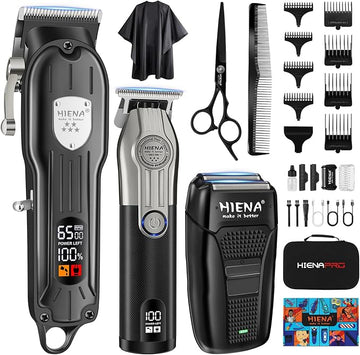 Hair Clippers for Men Professional Cordless Hair Clippers Electric Beard Trimmer and Foil Shaver Set Home Hair Cutting Kit Type-C Rechargeable for Barber Clippers with LED Display