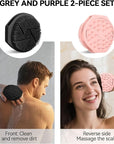 2-Pack Soft Silicone Dual-Sided Body Scrubber & Loofah | Gentle Exfoliating Shower Brush for Men & Women | Creates Rich Lather, Easy to Clean (Black & Pink)