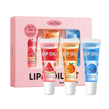 3 Colors Lip Gloss Set, Fruit Flavored Lip Plumper Long Lasting Glow Balm Care, Hydrating Lipgloss for Teens and Kids, High-Shine Clear Lip Gloss for Women & Girl