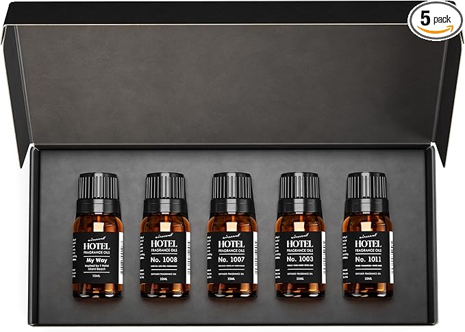 AirScent Hotel Diffuser Oil Gift Set - Inspired by The Most Popular 5-Star Hotel Scents - 10 mL, 0.34 fl oz Fragrance Oil Set - My Way, The Beach Villas and Other Luxury Hotel Scents