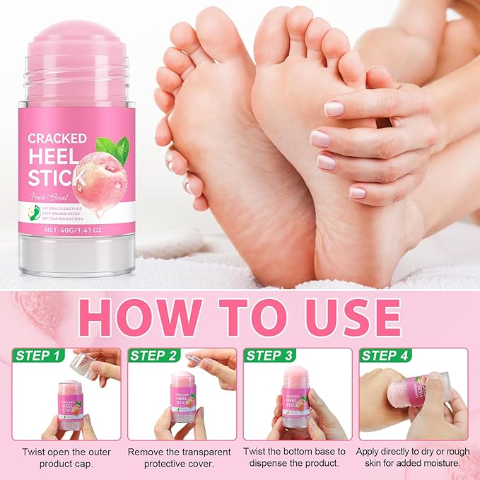 Urea Cream Stick 60% plus Salicylic Acid 2%, Maximum Strength Urea Foot Cream for Dry Cracked Feet, Knees, Elbows, Hands, Exfoliating Dead Skin, Softening Skin (1 PC Peach Scent, 40G)