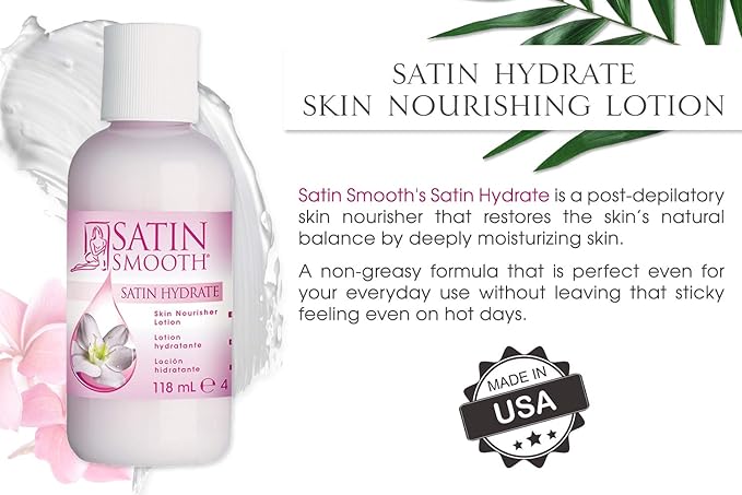 SATIN SMOOTH Post Wax Lotion - Hydrating Skin Nourisher for Smooth & Healthy Skin, After Wax Care Treatment, 4 fl oz, 2 Pack
