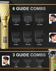 FADEKING® Professional Hair Clippers for Men - Cordless Hair Clippers, LCD Display Barber Clippers for Hair Cutting & Mens Grooming with Travel Case (Gold+Bronze)