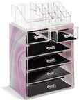 Sorbus Acrylic Makeup Organizer Set, 6-Drawer Vanity & Countertop Cosmetic Storage with Small & Wide Compartments, Tie Dye Makeup Storage for Brushes, Jewelry – Holiday Gift for Women & Teens