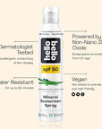Hello Bello SPF 50 Mineral Sunscreen Spray - Hypoallergenic Broad Spectrum UVA + UVB Protection - Reef Friendly & Water Resistant - 5 oz (Pack of 2)