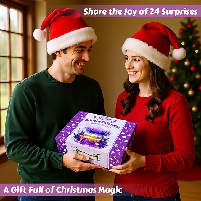 Advent Calendar 2025 Adult Women -24 Days of Christmas Advent Calendar for Mom, Wife, Girlfriend, Sister, Her - Lavender Spa Gifts Basket Set Includes Coffee Mugs, Scented Candle, Bath Salt, Soap