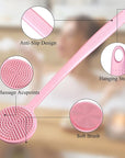 VWMYQ Silicone Back Scrubber for Shower, 17in Lengthen Long Handle Body Brush, Double Sided Shower Brush for Shower Exfoliating and Massage Can Produce Rich Foam, Long Handle Back Scrubber for Men