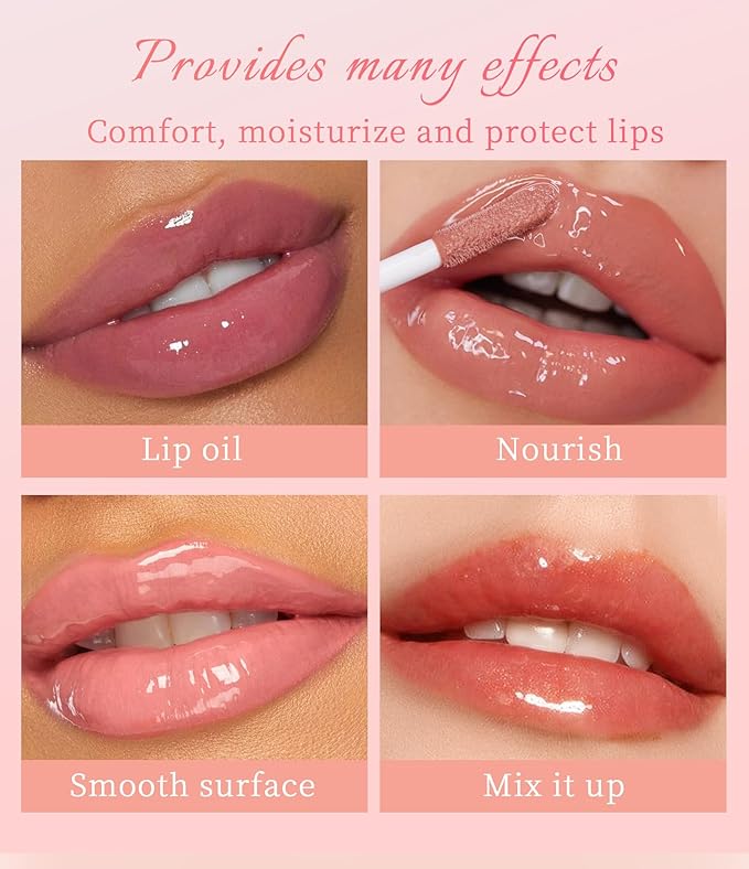 2 Pack Plumping Lip Oil,No-Sticky Lip Nourishing