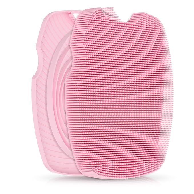 Zinc Infused Silicone Body Scrubber for Shower,Food-Grade Handheld Cleansing Skin Brush, Gentle Exfoliating and Lather Well - Green