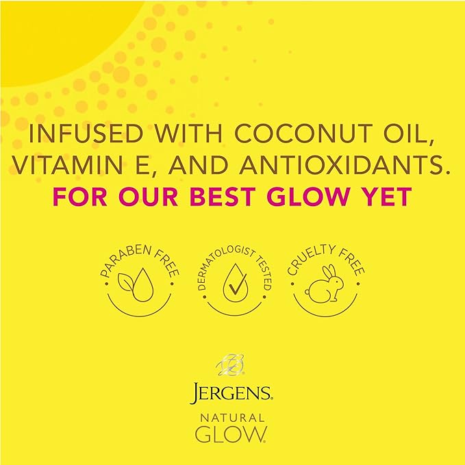 Jergens Natural Lotion, Medium to Deep Skin Tone, Daily Moisturizer with Antioxidants & Vitamin E, 7.5 oz