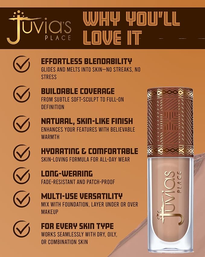 Juvia’s Place Bronzed Liquid Bronzer - Toasted Toffee - Liquid Bronzer for Face w/Silky Blendable Texture - Buildable Coverage for Natural Contour & Dimension - Easy-to-Blend Patch-Proof Formula