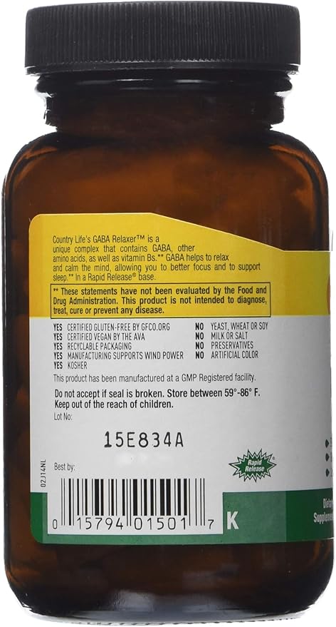 Country Life Gaba Relaxer, 60-Count