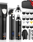 RESUXI Hair Clipper for Men T Blade Zero Gapped Nose Hair Trimmer Set, Professional Cordless Barber Clippers Hair Cutting Machine Haircut Grooming Kit,Black