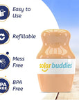 Solar Buddies Sunscreen Applicator - Single Nude - Refillable Roll on Sponge Sunscreen, Suncream & Lotion Applicator For Kids, Adults & Families - Holds 3.4fl oz, Perfect Size for Travel
