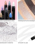 Kaely 2Pcs Cream Eyeshadow Stick Set for Eyes,Pearl White & Pearl Black Shimmer Pen,Eye Brightener Halloween Makeup,sombras para ojos,Smooth Eye Shadow Highlighter Crayon Pencil Waterproof,01+03