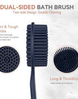 3 PCS Silicone Bath Brush Set,Back Scrubber & Body Brush & Face Brush Set, Super-Exfoliating & Lathering Body Scrubber, Shower Brush, Face Scrubber Combination for HomeBathroom Hotel Travel.(Blue)