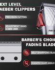 FADEKING Professional 5-Star Cordless ASTRO Clipper for Men - Adjustable Blending, LED Display, Quality Travel Case