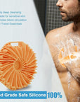 Silicone Body Scrubber，Exfoliating Body Scrubbers for use in Shower,Silicone Body Brush for Showering and Anti-Slippery Handles for All Skin Types(Orange)