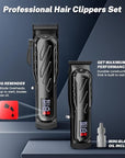 Brightup Barber Hair Clippers [Brushless 9000RPM & Cordless] for Men, Professional Clippers & Trimmers Set with USB-C Charging Stand, Hair Tools Cutting Kit with LCD Display, Gift for Men