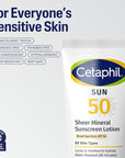 CETAPHIL Sheer Mineral Sunscreen Lotion for Face & Body 3 fl oz 100% Mineral UVA/UVB Filters: Zinc Oxide & Titanium Dioxide Broad Spectrum SPF 50 For Sensitive Skin Dermatologist Recommended Brand