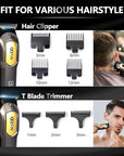 Hair Clippers for Men Professional - 7500RPM Cordless Clippers and Trimmers Set with Long Battery Life - USB-C Rechargeable Electric Hair Cutting Kit for at-Home Use (Silver)