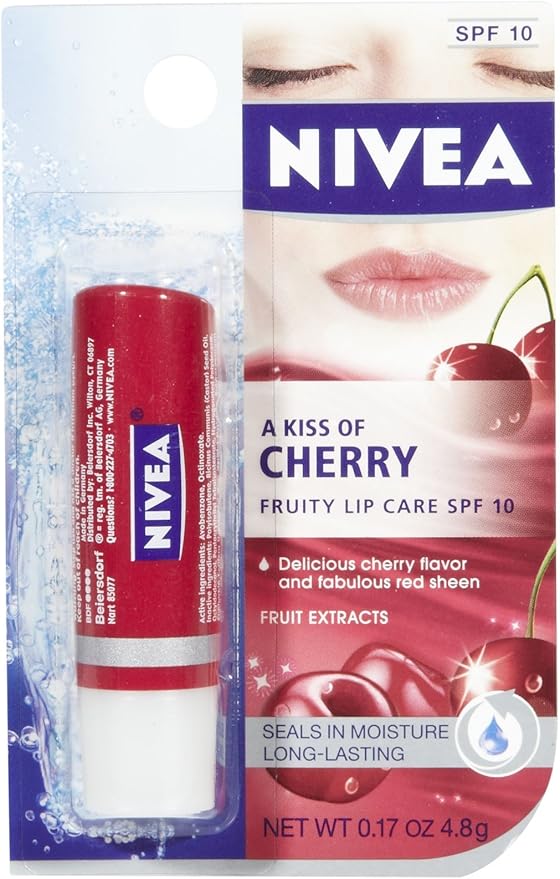 Nivea A Kiss of Cherry Flavored Tinted Lip Care 0.17Oz Lip Balm