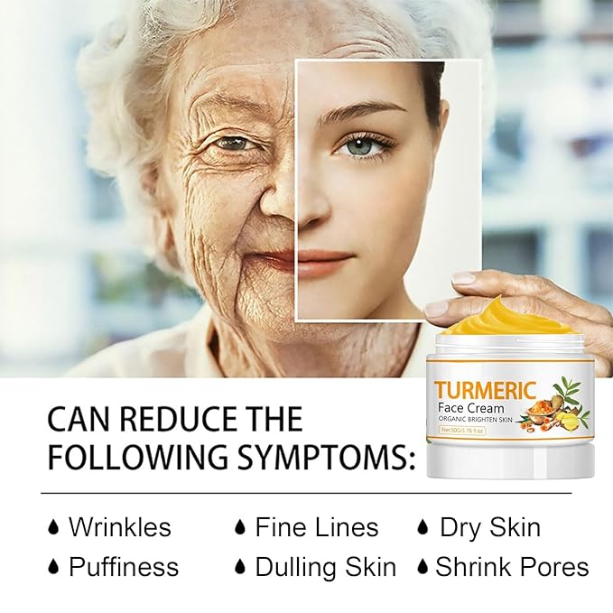 Turmeric Face Cream for Face - Natural Turmeric Moisturizer Cream for Soothing & Hydrating - Vitamin C Turmeric Anti Aging Face Cream Smoothes Fine Lines, Daily Moisturizer for Face and Body 50g