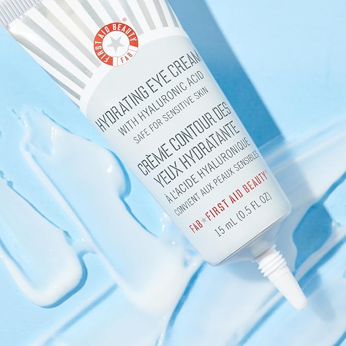 First Aid Beauty - Hydrating Eye Cream with Hyaluronic Acid, Nourishing Eye Cream that Provides 24 hours of Hydration, Helps Smooth Fine Lines, Wrinkles & Puffiness, Safe for Sensitive Skin, 0.5 oz
