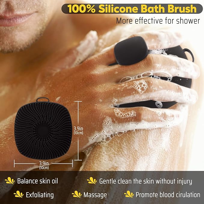 VWMYQ Silicone Body Scrubber, Silicone Loofah New Upgrade Richer Foam and Effective Cleaning, Ergonomic No-Slip Handle, Long-Lasting & Easy to Clean