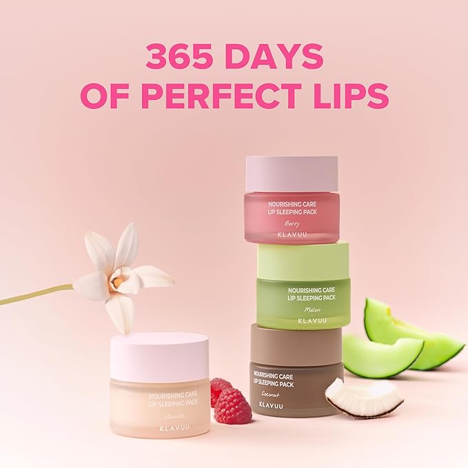 Klavuu Lip Mask Sleeping Pack (0.7oz) – Overnight Deep Hydrating Korean Lip Balm Treatment for Very Dry, Chapped Lips | Lip Lightening & Plumping with Instant Hydration | Gentle Exfoliating (Berry)