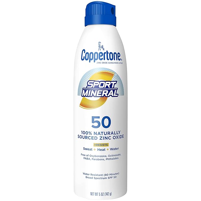 Coppertone SPORT Mineral SPF 50 Sunscreen Spray | Zinc Oxide Sunscreen | Water Resistant | 5oz