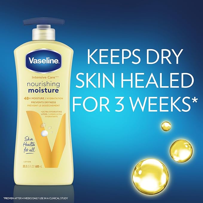 Vaseline Intensive Care Essential Healing Body Lotion, 20.3 oz, Bundled with Petroleum Jelly Original, 7.5oz, and All-Over Body Balm Stick, 1.4 oz - Pack of 3, Moisturizing Skin Care