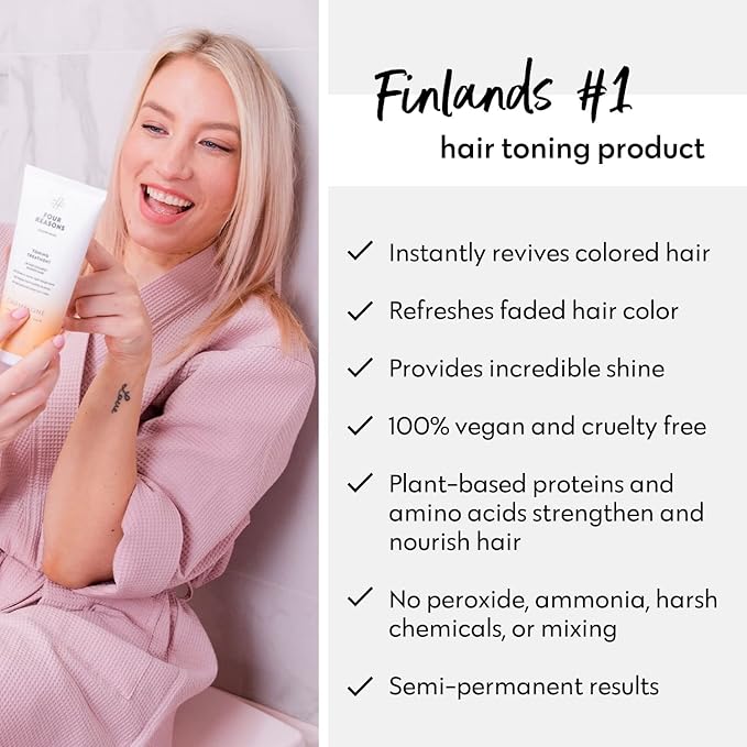 Four Reasons Color Mask - Caramel - (27 Colors) Toning Treatment, Color Depositing Conditioner, Tone & Enhance Color-Treated Hair - Semi Permanent Hair Dye, Vegan and Cruelty-Free, 6.76 fl oz
