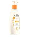 Aveeno Protect + Hydrate Sunscreen Moisturizing Body Lotion with Broad Spectrum SPF 60 and Prebiotic Oat, Weightless, Paraben, Oxybenzone, and Oil Free Sunscreen, 12 FL OZ