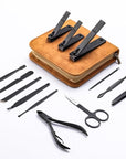 FAMILIFE Manicure Set, Professional Manicure Kit Nail Clipper Set Stainless Steel Pedicure Tools Kit with Leather Travel Case for Women Girl Men (Brown)