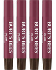 Burt's Bees Shimmer Lip Tint Set, Tinted Lip Balm Stick, Moisturizing for All Day Hydration with Natural Origin Glowy Pigmented Finish & Buildable Color, Plum (4-Pack)