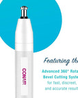 Conair Ear and Nose Hair Trimmer for Women, Cordless Battery-Powered, Patent 360 Bevel Blade for No Pull, No Snag Trimming Experience, True Glow by Conair