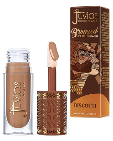 Juvia’s Place Bronzed Liquid Bronzer - Biscotti - Liquid Bronzer for Face with Silky Blendable Texture - Buildable Coverage for Natural Contour & Dimension - Easy-to-Blend, Patch-Proof Formula