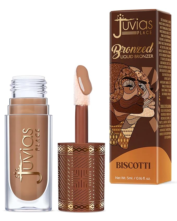Juvia’s Place Bronzed Liquid Bronzer - Biscotti - Liquid Bronzer for Face with Silky Blendable Texture - Buildable Coverage for Natural Contour & Dimension - Easy-to-Blend, Patch-Proof Formula