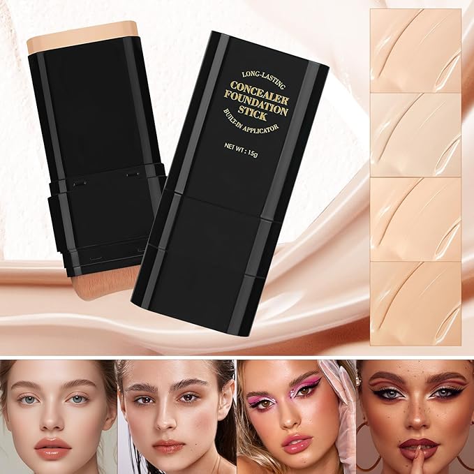 Long-Lasting Concealer Foundation Stick, Full Coverage Foundation Stick, Contouring foundation, Cover Blemishes for All Skin Types (NATURAL)