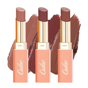 Oulac Color Rich Satin Lipstick Set For Women Red Burgundy Lipsticks High Impact Lipcolor Tinted Lip Balm, Nourishing, Satin Finish, Moisturizing Creamy Formula, Vegan Gluten Free (11+14+15)