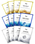 SNP Variety Ampoule Sheet Mask Set | Bird's Nest, 24K Gold, and Diamond Face Mask | Hydrating, Moisturizing, Nourishing for Sensitive Facial Skin | Korean Face Masks Skincare | 12 Sheets