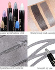 evpct Dazzling Grey Shimmer Cream Eye Shadow Brightener Sticks Set for Eyes, Grey Shimmery Matte Pencil Eye shadow Applicator Stick Pen Palette Makeup Waterproof sombras en crema para ojos 02#