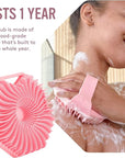 Sud Scrub® Antimicrobial Silicone Body Scrubber, Exfoliating Body Scrubber for Sensitive Skin, Eco Friendly Shower Scrubber for Body, Silicone Body Brush for Showering, Pink
