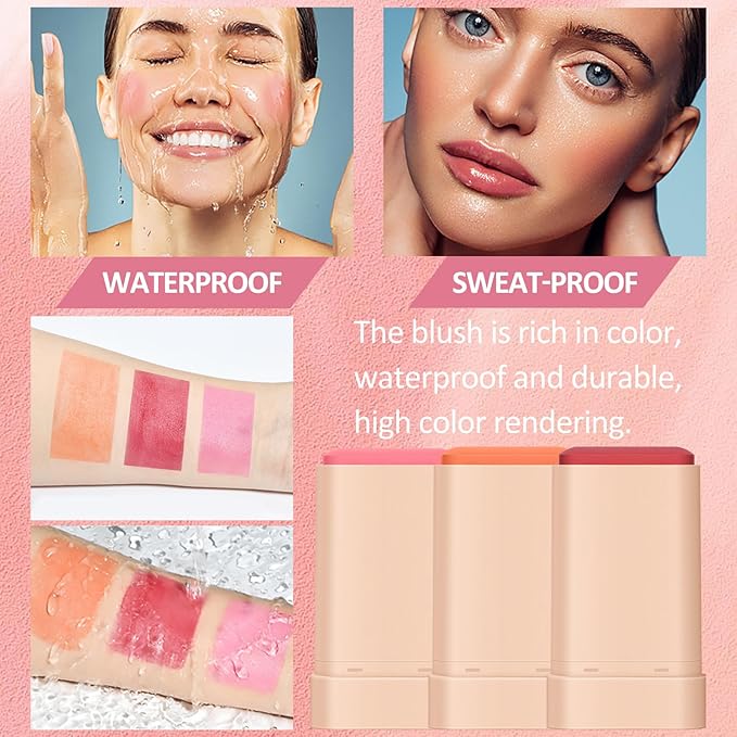DAGEDA Cream Blush For Cheeks, 2-in-1 Face Blush Makeup (Coral)