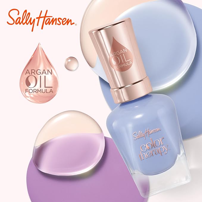 Sally Hansen Color Therapy, Serene Green, Argan Oil, Long Lasting, Nail Treatment, Semi Opaque, Shiny Green Nail Polish
