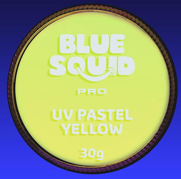 Blue Squid Face Paint Water Based Single Cake Professional Face Paint & Body Paint - Water Activated, Kids Adults Face Painting for Costume, Halloween Makeup, Cosplay - UV Pastel Yellow Face Paint 30g