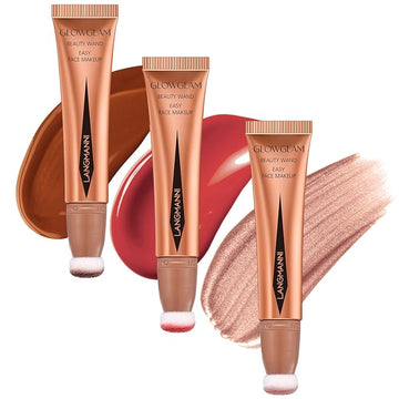 LANGMANNI Liquid Contour Beauty Wand, Face Concealer Contouring,Highlighter,Blusher Makeup. (#02+#04+#06)