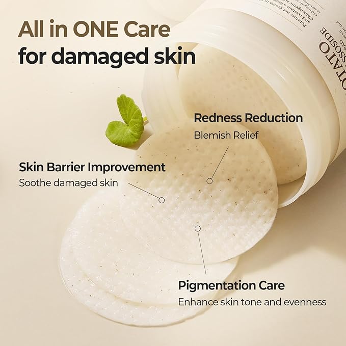 SKINFOOD Potato Madecassoside Soothing Toner Pad, Korean Skincare Facial Toner, Blemish Pads, Damaged Skin Barrier Improvement, Redness Relief, 8.81 oz (60 Pads)